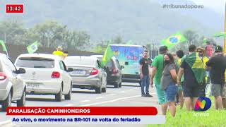 Paralisação caminhoneiros ao vivo o movimento na BR101 na volta do feriadão [upl. by Laux199]