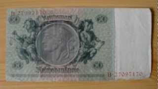 Alter 50 Reichsmark Schein  Rückseite in HD [upl. by Aguie513]