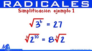 Simplificación de radicales  Ejemplo 1 [upl. by Otilrac]