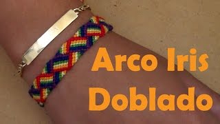 Pulsera de Hilo Arco Iris Doblado [upl. by Aker763]