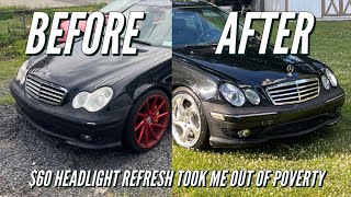 60 20002007 Mercedes CClass Headlight Restoration [upl. by Lenneuq405]