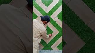 How to make 3d artificial grass design on wall how to install artificial grass👍👍 [upl. by Anim766]