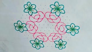 daily rangoli designs with colours simple rangoli designs flowers 💐 beautiful flowers rangoli [upl. by Isborne]