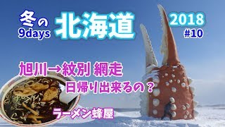 北海道ドライブ旅  10 紋別流氷まつり ～ オホーツク海に1番近い北浜駅 ～ 旭川 ラーメン蜂屋 Winter of Hokkaido [upl. by Nedarb]