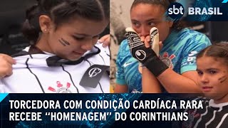 Corinthians muda lado de escudo para homenagear torcedora com condição rara  SBT Brasil 191124 [upl. by Siesser]