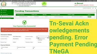 How to Clear Payment pending Error in TNeGA  TNeGA பணப்பரிவர்த்தனை மற்றும் ஒப்புகைச்சீட்டு பிரச்சனை [upl. by Adnat]