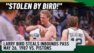 Larry Bird steals inbounds pass from Isiah Thomas and Pistons  Full highlights  May 26 1987 [upl. by Ainevul]