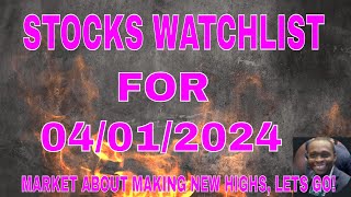 Stocks High Alert Key Technical Levels on 04012024 [upl. by Atteloj755]