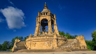 Wiehengebirge beim Kaiser Wilhelm Denkmal mit Kreuzkirche Margarethenklus Wittekindsquelle usw [upl. by Ng952]