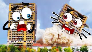 Destroy Buildings From a Doodle Perspective  Satisfying Video Destroys Everything  Woa Doodland [upl. by Sateia]