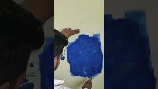 Wall stencil design  Stencil design  Stencil painting homepainting004trending satisfying [upl. by Gnehs]