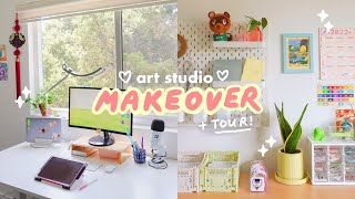 DREAM ART STUDIO MAKEOVER  room tour ♡ creating a cute  functional work space [upl. by Munro]