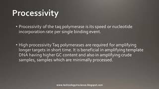 Taq DNA polymease and its key features [upl. by Bertasi908]