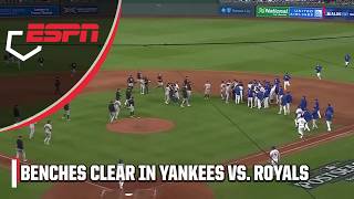 BENCHES CLEAR IN YANKEES VS ROYALS GAME 4 👀 Awkward tag leads to MAYHEM  ESPN MLB [upl. by Richelle]