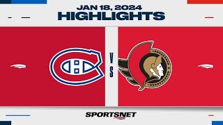 NHL Highlights  Canadiens vs Senators  January 18 2024 [upl. by Webster]