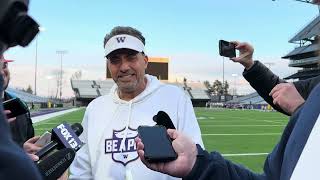 2024 Husky Football Spring Practice post practice interview with Coach Fisch [upl. by Flavio516]