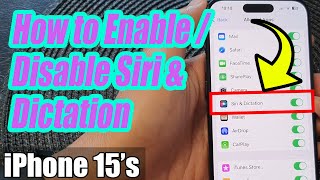 iPhone 1515 Pro Max How to EnableDisable Siri amp Dictation [upl. by Laughry]