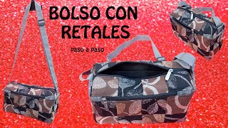 DIY Bolso con retazos de tela 👜 o retales Bag with fabric scraps Take advantage of scraps [upl. by Nnyleimaj96]