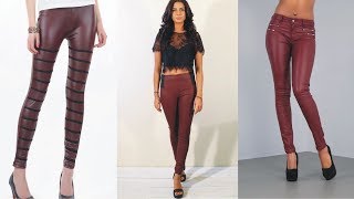 Modest Burgundy Leather Look Leggings To Boost Your Confident [upl. by Einhoj]