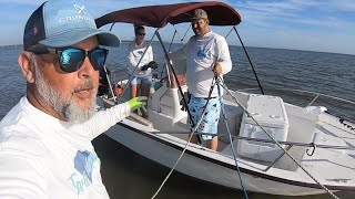 Shrimp Trawling with Small BoatPulling Trawl Net from BeachSurrounded by Dolphin Pulling Bag [upl. by Petulah]