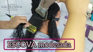 ESCOVA MODELADA EM CABELO CACHEADO  COMO FAZER CACHOS COM A CHAPINHA LISO SEM QUÍMICA [upl. by Kcirtap441]