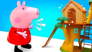 Çocuklar için Peppa Pig oyuncakları Baba domuz Peppa için ağaç evi kuruyor [upl. by Rett]