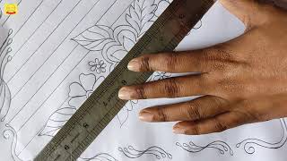 Hand embroidery nakshi kantha design drawing tutorial for beginners [upl. by Eliak313]