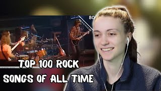 Reaction to TOP 100 MOST RECOGNIZABLE ROCK SONGS OF ALL TIME [upl. by Slrahc]