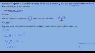 Formulación inorgánica 11 Oxidos metálicos fórmula [upl. by Anad]