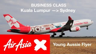 A LOW COST BUSINESS CLASS SEAT  AirAsia X  KULSYD  D7288 [upl. by Bates]