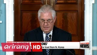 Tillerson calls out for N Koreas trust promising no hostile intentions [upl. by Ettedo]