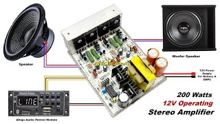 200W Amplifier Complete Wiring  12V Operating Amplifier  You Like Electronic [upl. by Lerret]