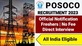 POSOCO PSU Recruitment 2023FreshersPOSOCO Vacancy 2023POSOCO Notification 2023Latest Jobs 2023 [upl. by Etnod]