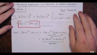 Factoring Expressions with Fractional or Negative Exponents [upl. by Wimsatt]