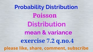 Poisson distribution mean varianceTN 12 bm chapter 7  exercise 72 qno4  gmrrao maths [upl. by Dawson790]