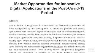 Market Opportunities for Innovative Digital Applications in the Post Covid 19 Period [upl. by Betsy32]