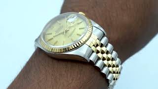 Rolex 16233 Datejust 36 mm Fluted Bezel Champagne Dial Jubilee Bracelet Complete Set 2002 [upl. by Ostler]