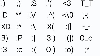 Meanings of All Simple Emoticons  Part 1  How to Type Emoticons in Text Messages amp Comments [upl. by Kciderf]