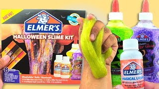 TESTING ELMERS NEW HALLOWEEN SLIME KIT  NEW ELMERS GLUE KIT TESTING ELMERS SLIME KIT [upl. by Bayless674]