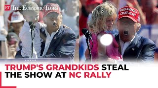 Vote for grandpa… Trumps grandkids steal the show at North Carolina rally [upl. by Eecart]