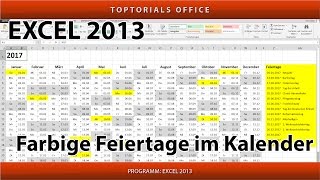 Feiertage im Kalender farbig markieren Microsoft Excel [upl. by Yeniar]