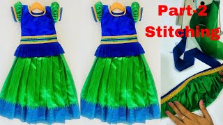 Simple Pattu Pavadai Sattai Cutting and Stitching in Tamil  Puff Sleeve Cutting  easy method [upl. by Ahsikel]