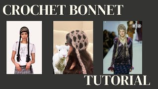 crochet anna suiinspired bonnet with braids trendy medieval mesh knit bonnet tutorialvideo [upl. by Nagiem319]