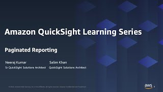 Creating Paginated Reports in Amazon QuickSight 2023 Amazon QuickSight Learning Series [upl. by Zap]