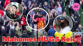 OMG Jackson Mahomes CLINGS to Jason Kelce During Chiefs Super Bowl Celebration [upl. by Ettena]