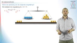 Lineaire vergelijkingen  Wat is de balansmethode  deel 1 havovwo 2  WiskundeAcademie [upl. by Ognimod]