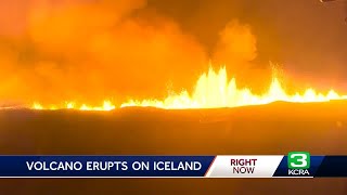 Volcano erupts on Iceland [upl. by Emiatej]