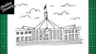 How to Draw Parliament House Canberra  Australia [upl. by Hameerak159]