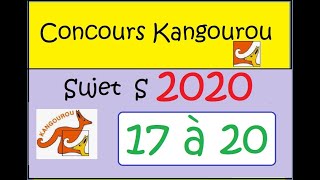 Concours Kangourou 2020 sujet S questions 17 a 20 [upl. by Kreda]