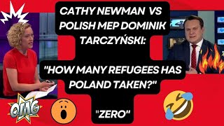 Channel 4 host Cathy Newman vs Polish MEP Dominik Tarczyński channel4refugees immigration [upl. by Nylyrehc]